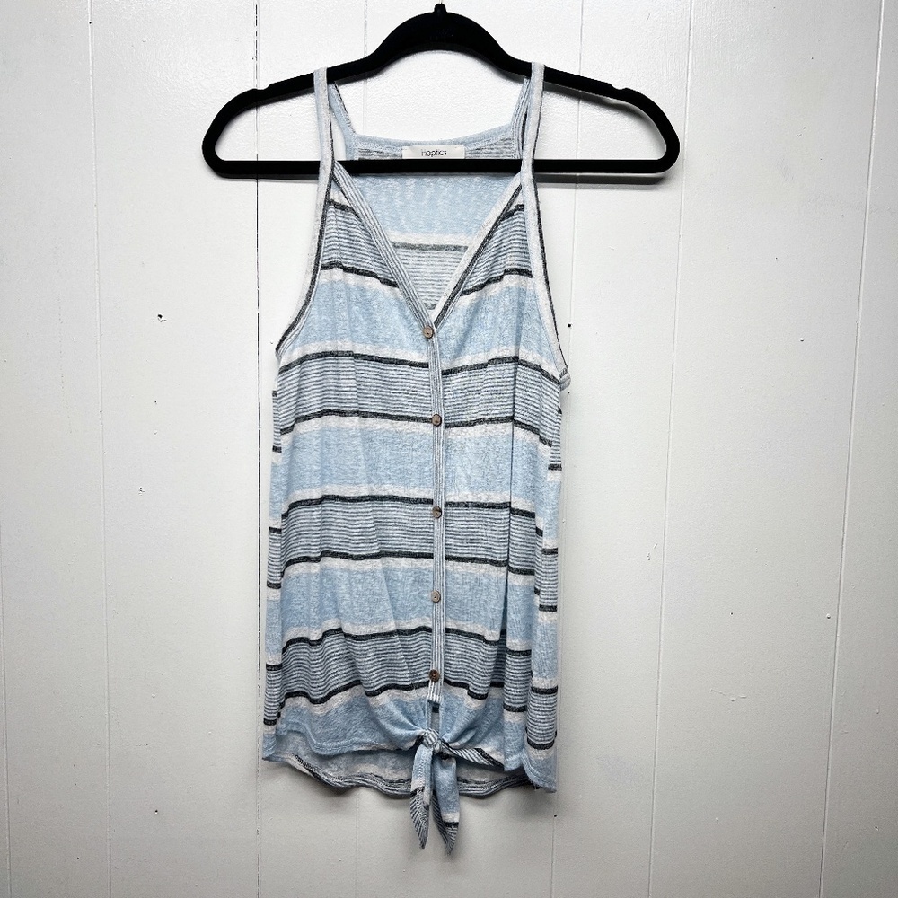 Haptics Striped Button Down Sleeveless Tie Front Top Size Small Flowy Fit